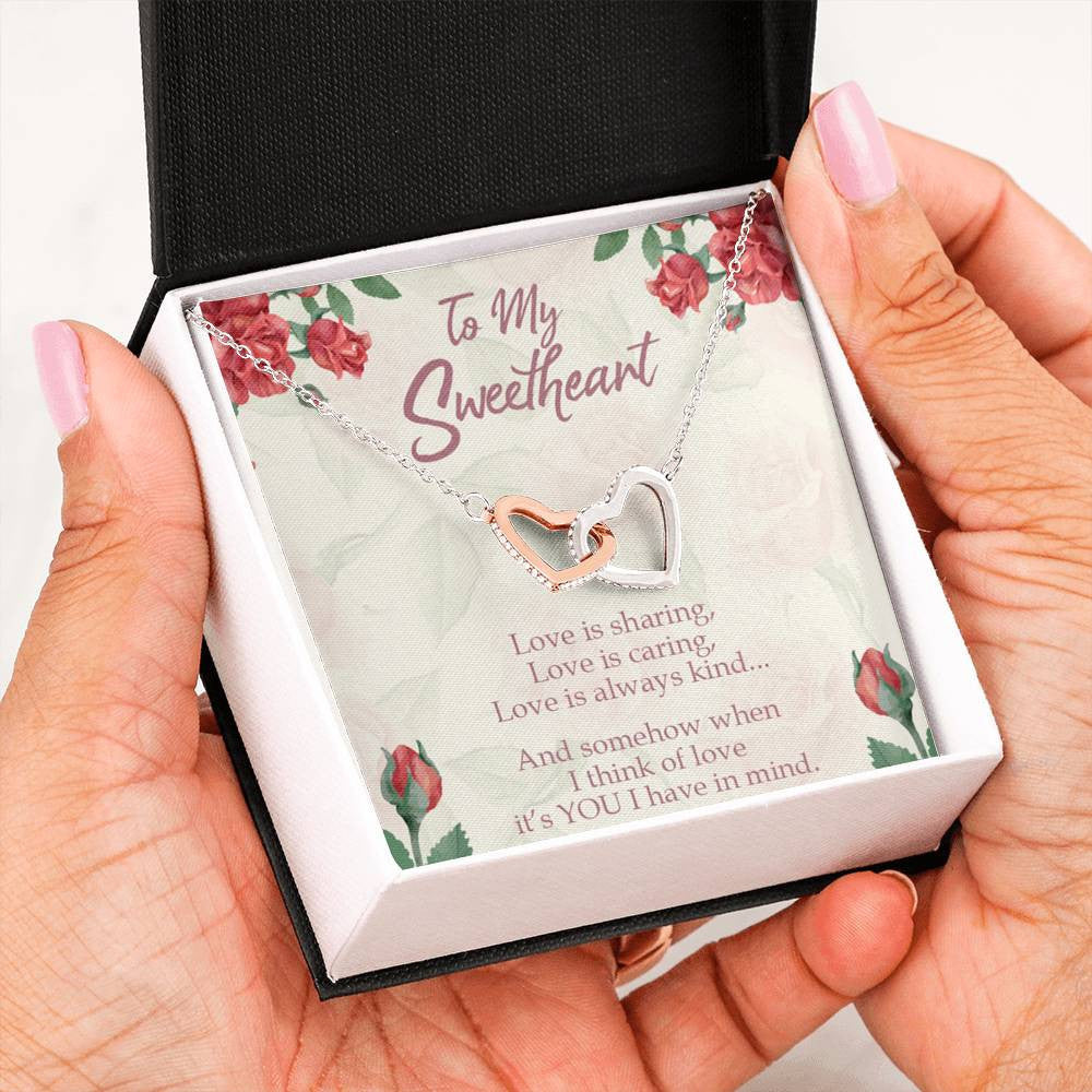 Gift To Wife Girlfriend Love Is You Inseparable Necklace 18k Rose Gold Finish 16� - Interlocking Hearts Necklace