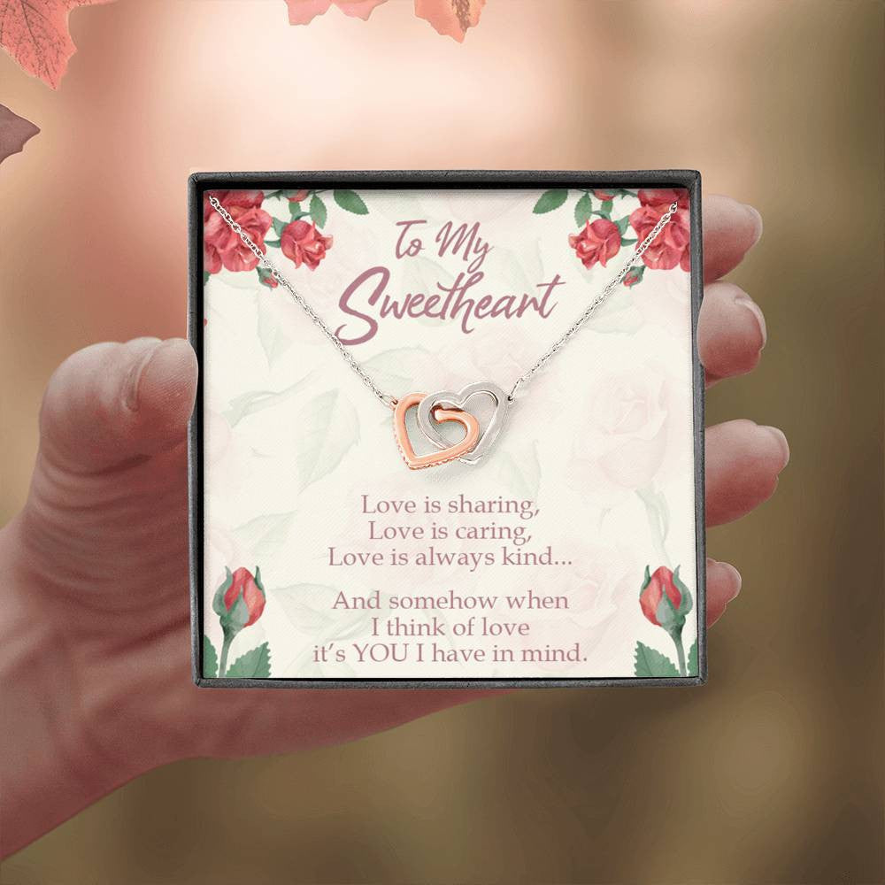 Gift To Wife Girlfriend Love Is You Inseparable Necklace 18k Rose Gold Finish 16� - Interlocking Hearts Necklace