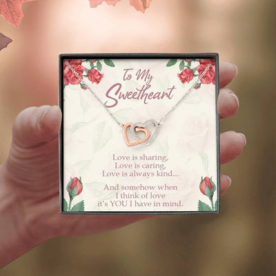 Gift To Wife Girlfriend Love Is You Inseparable Necklace 18k Rose Gold Finish 16� - Interlocking Hearts Necklace