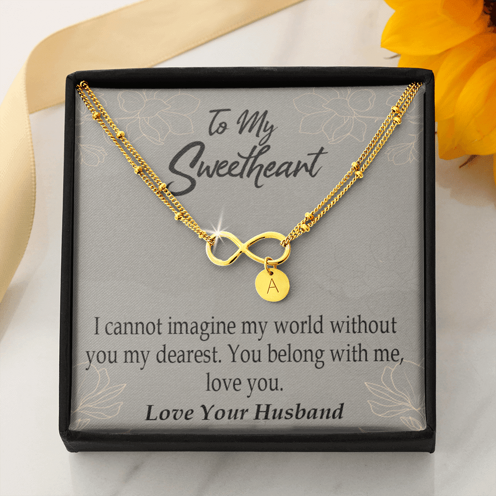 To My Wife You Belong With Me Infinity Bracelet With Initial Charms - Infinity Bracelet