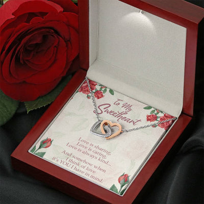 Gift To Wife Girlfriend Love Is You Inseparable Necklace 18k Rose Gold Finish 16� - Interlocking Hearts Necklace