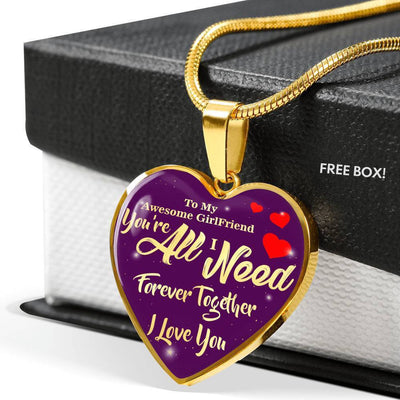 To My Girlfriend Stainless Steel or 18k Gold Heart Pendant Necklace Jewelry Gift  - Luxury Heart Pendant Necklace Gift Idea For Her/Him