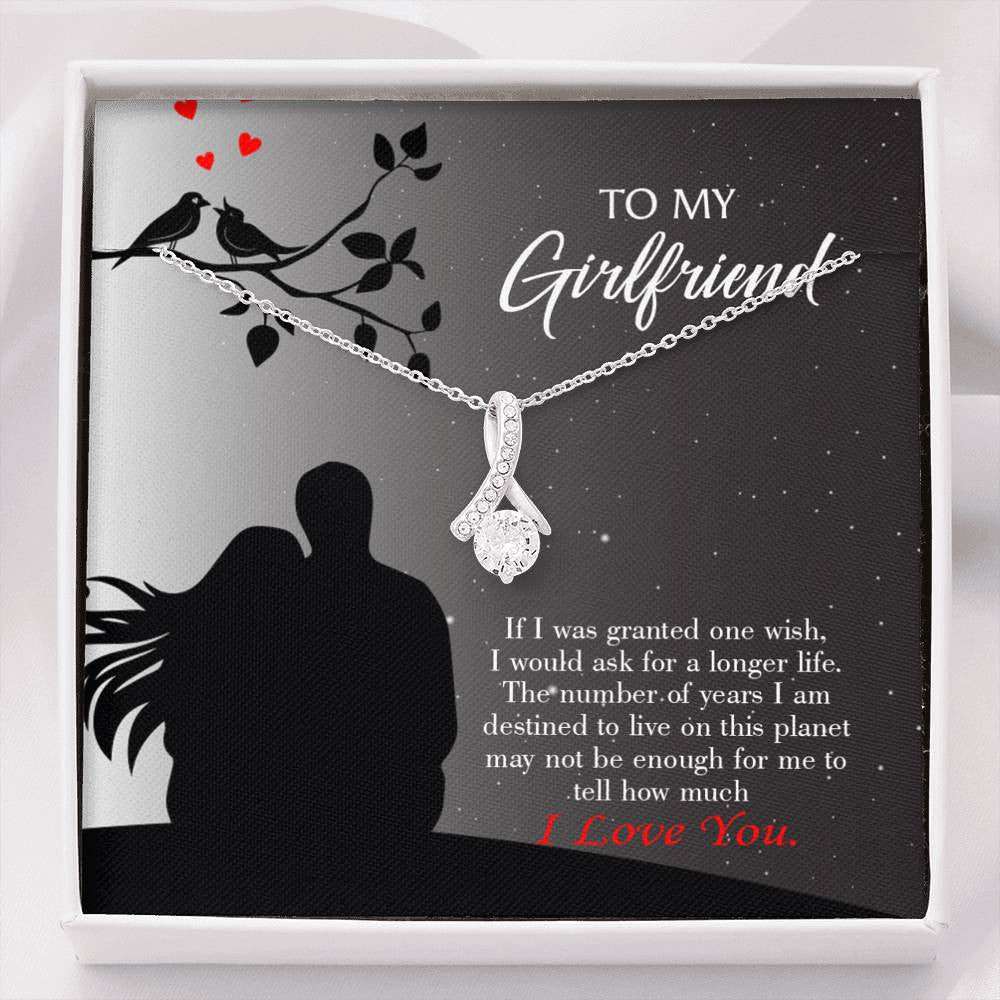 Girlfriend Gift Longer Life Eternity Ribbon Stone Pendant 14K White Gold Stainless Steel Jewelry Gift  - Alluring Beauty Necklace Gift For Her