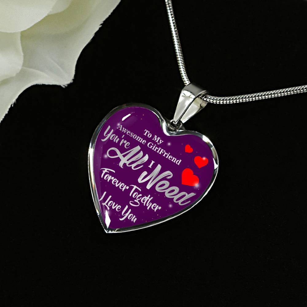 To My Girlfriend Stainless Steel or 18k Gold Heart Pendant Necklace Jewelry Gift  - Luxury Heart Pendant Necklace Gift Idea For Her/Him