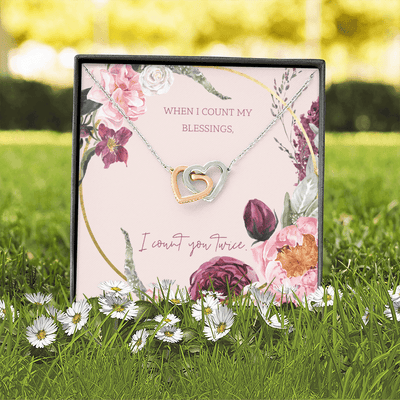 To My Wife I Count You Twice Inseparable Pendant 18k Rose Gold 16� - Interlocking Hearts Necklace
