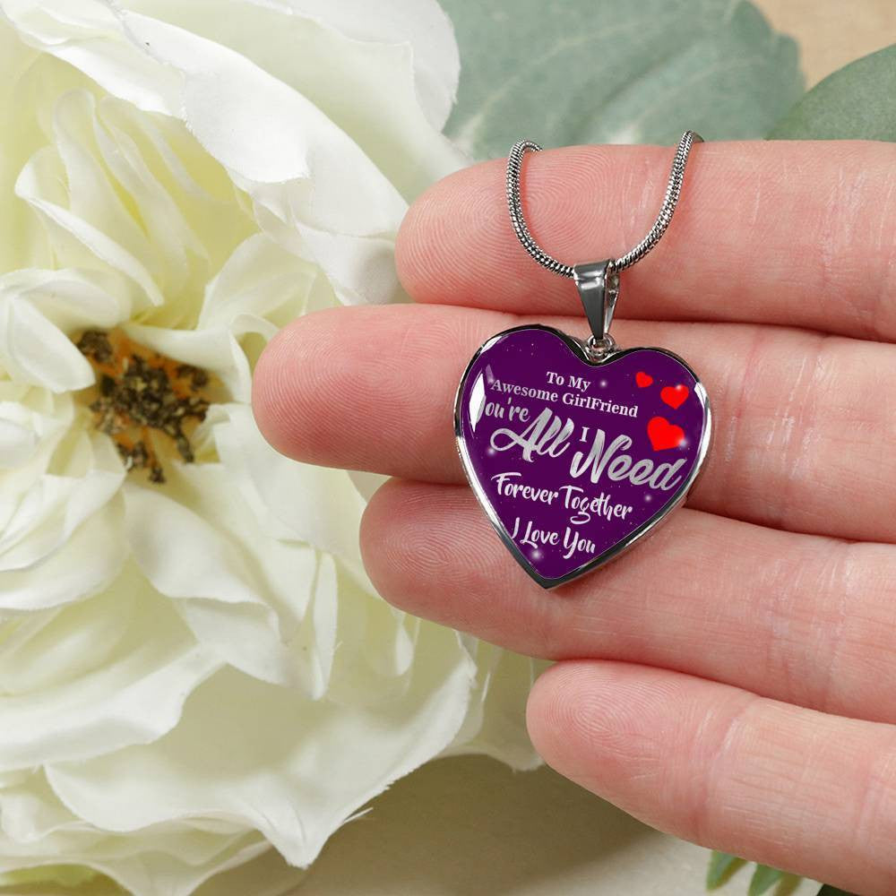 To My Girlfriend Stainless Steel or 18k Gold Heart Pendant Necklace Jewelry Gift  - Luxury Heart Pendant Necklace Gift Idea For Her/Him