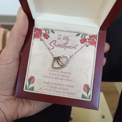 Gift To Wife Girlfriend Love Is You Inseparable Necklace 18k Rose Gold Finish 16� - Interlocking Hearts Necklace