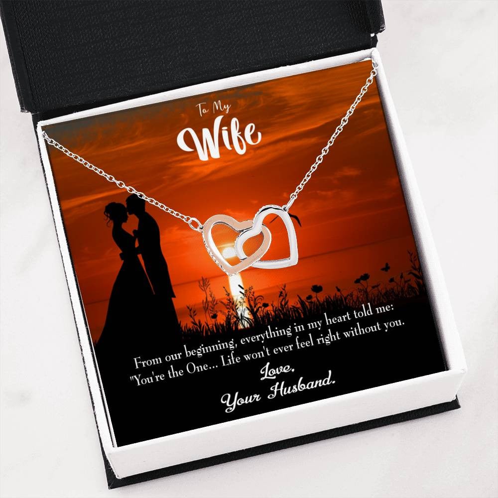 Wife Gift For Wife Birthday You're The One! Inseparable Love Pendant 18k Rose Gold Finish 16� - Interlocking Hearts Necklace