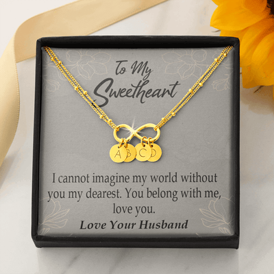 To My Wife You Belong With Me Infinity Bracelet With Initial Charms - Infinity Bracelet