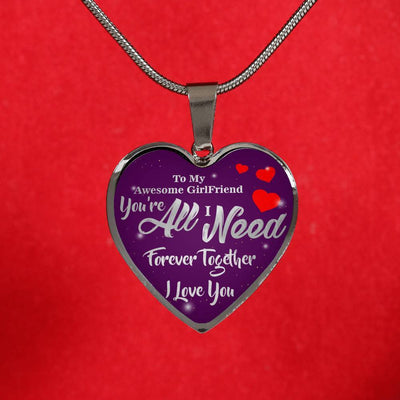 To My Girlfriend Stainless Steel or 18k Gold Heart Pendant Necklace Jewelry Gift  - Luxury Heart Pendant Necklace Gift Idea For Her/Him