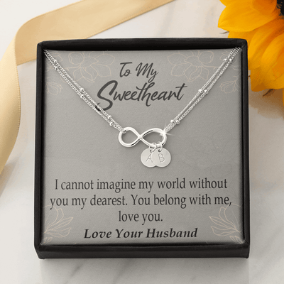 To My Wife You Belong With Me Infinity Bracelet With Initial Charms - Infinity Bracelet