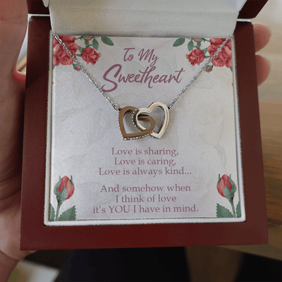 Gift To Wife Girlfriend Love Is You Inseparable Necklace 18k Rose Gold Finish 16� - Interlocking Hearts Necklace