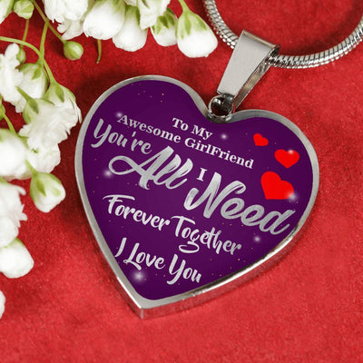 To My Girlfriend Stainless Steel or 18k Gold Heart Pendant Necklace Jewelry Gift  - Luxury Heart Pendant Necklace Gift Idea For Her/Him