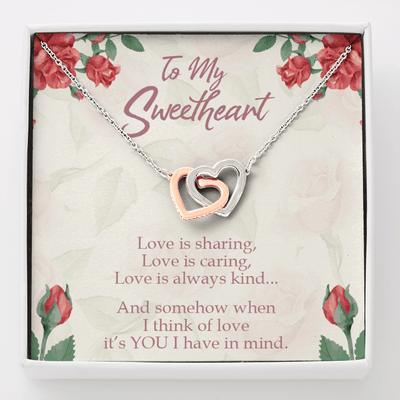 Gift To Wife Girlfriend Love Is You Inseparable Necklace 18k Rose Gold Finish 16� - Interlocking Hearts Necklace