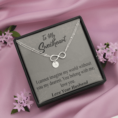 To My Wife You Belong With Me Infinity Bracelet With Initial Charms - Infinity Bracelet