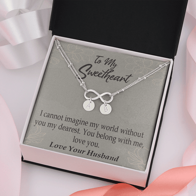 To My Wife You Belong With Me Infinity Bracelet With Initial Charms - Infinity Bracelet