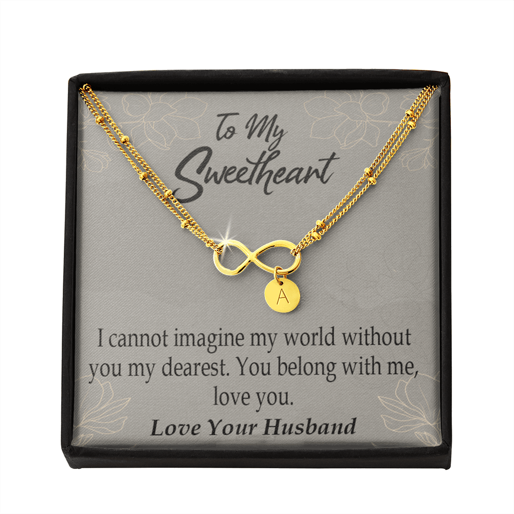 To My Wife You Belong With Me Infinity Bracelet With Initial Charms - Infinity Bracelet