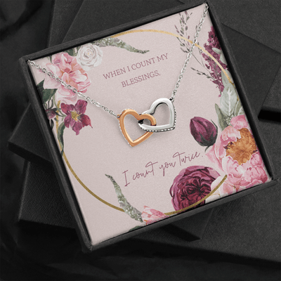 To My Wife I Count You Twice Inseparable Pendant 18k Rose Gold 16� - Interlocking Hearts Necklace