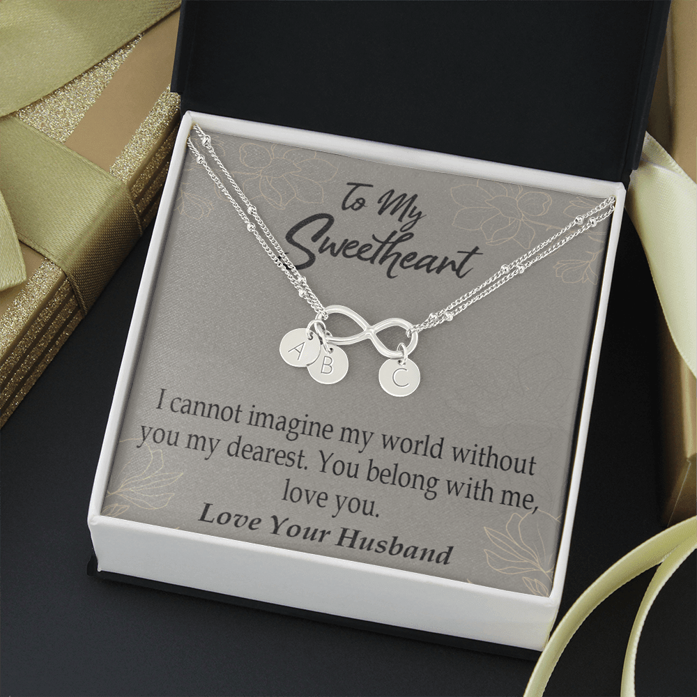 To My Wife You Belong With Me Infinity Bracelet With Initial Charms - Infinity Bracelet
