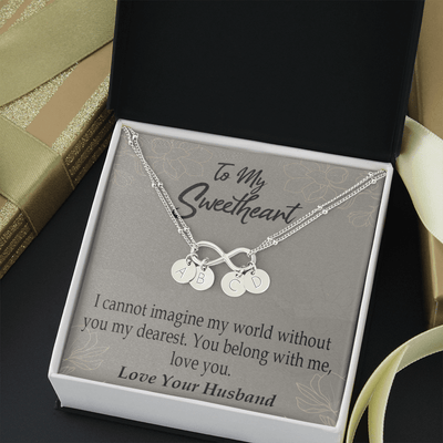 To My Wife You Belong With Me Infinity Bracelet With Initial Charms - Infinity Bracelet