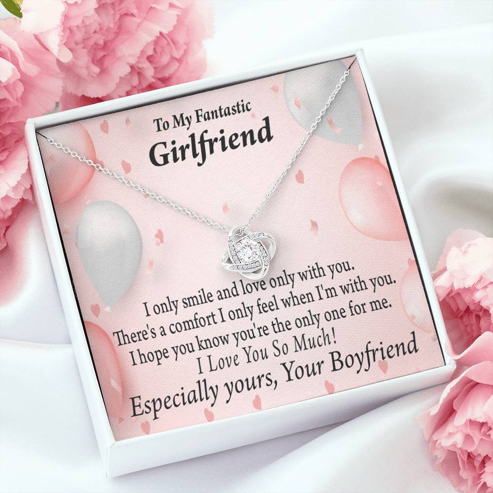 To My Girlfriend The Only One For Me Love Knot Pendant Necklace Stainless Steel W Cz Stone - Luxury Love Knot Necklace Meanful Gift Idea For Her/Him