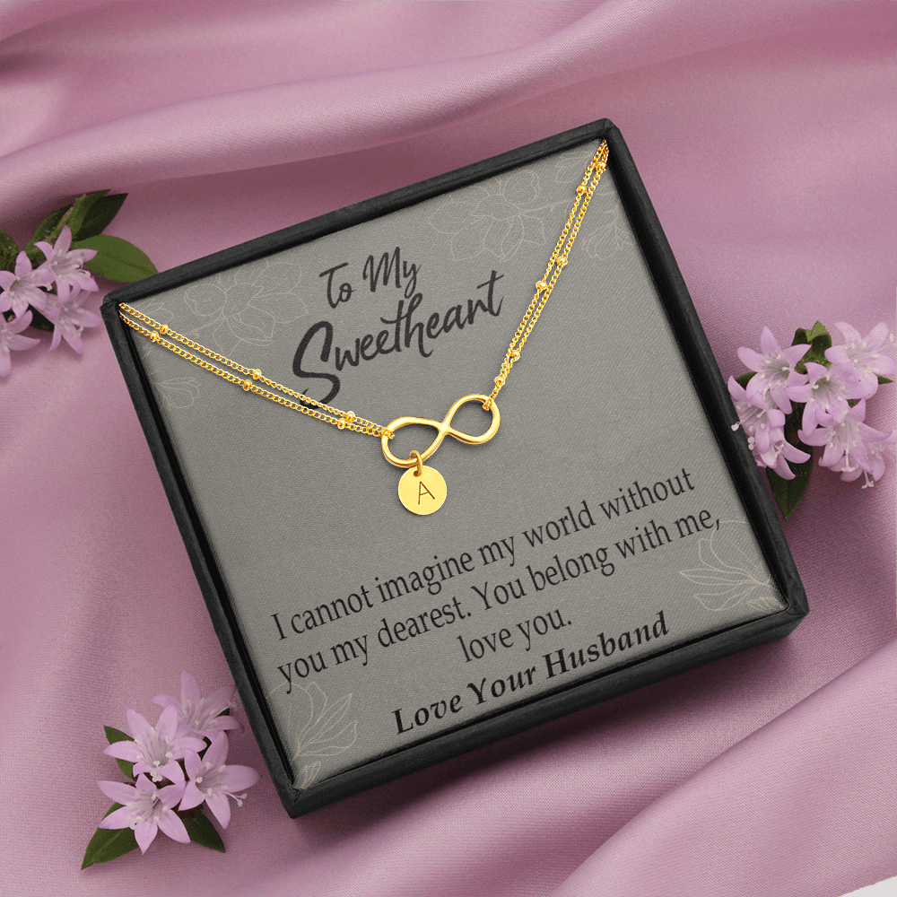 To My Wife You Belong With Me Infinity Bracelet With Initial Charms - Infinity Bracelet