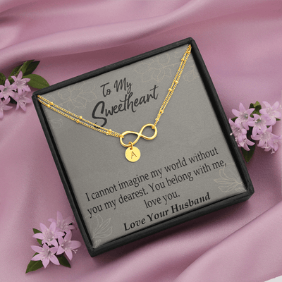 To My Wife You Belong With Me Infinity Bracelet With Initial Charms - Infinity Bracelet