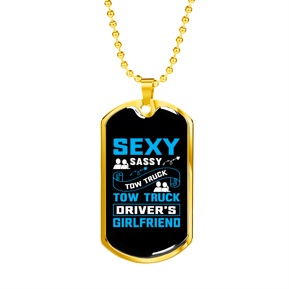 To My Girlfriend Sexy Sassy Girlfriend Blue Necklace Stainless Steel or 18k Gold Dog Tag 24" Chain - Luxury Love Messages Dog Tag Gifts For Man, Woman