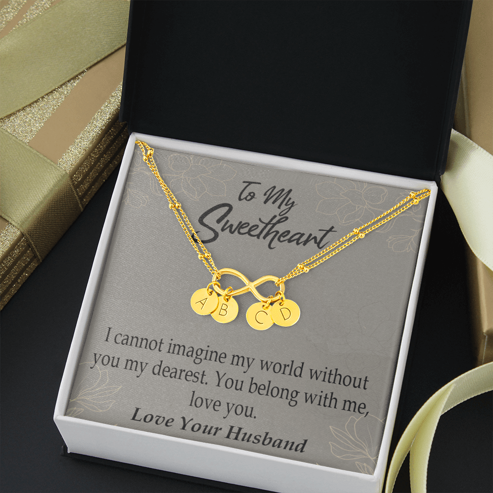 To My Wife You Belong With Me Infinity Bracelet With Initial Charms - Infinity Bracelet