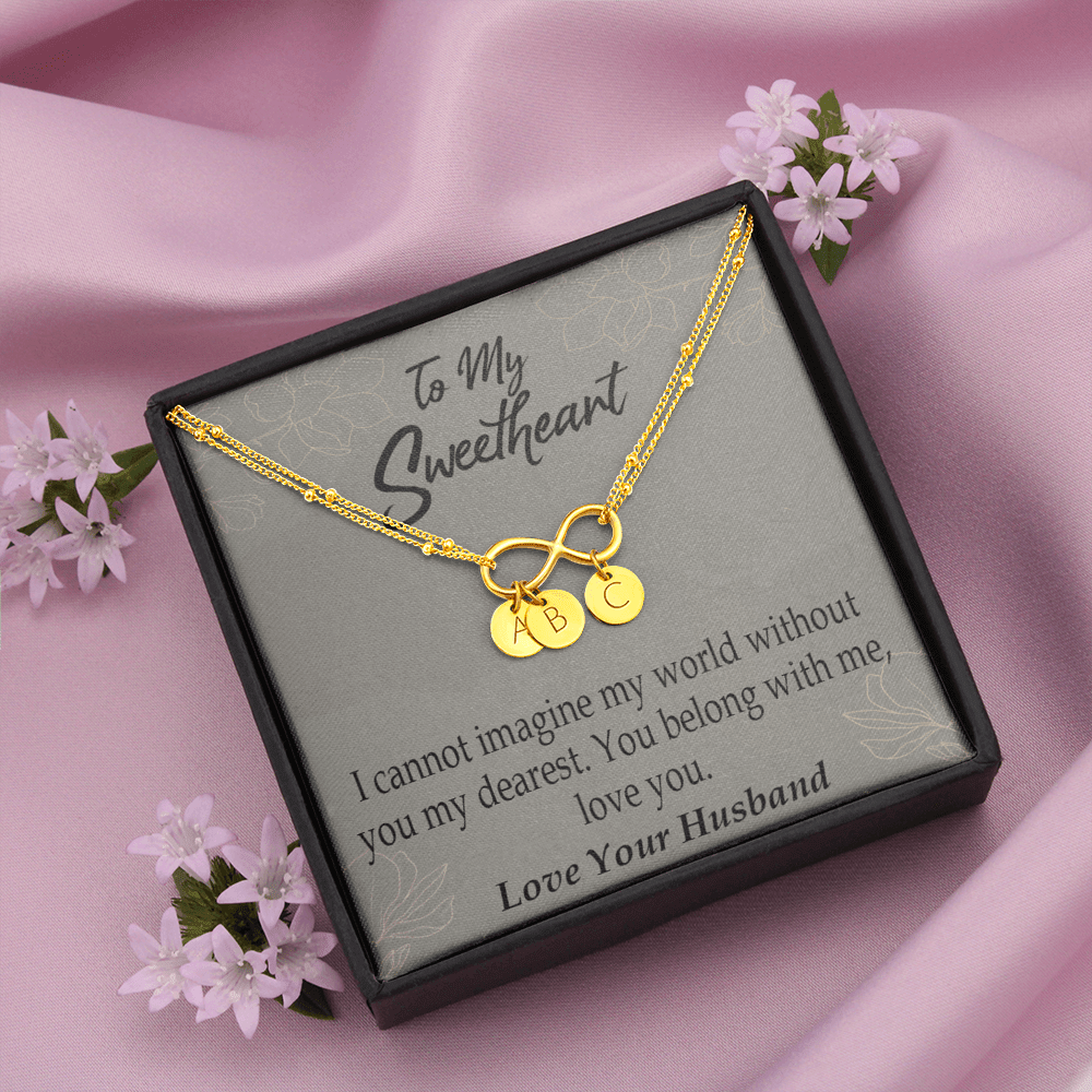 To My Wife You Belong With Me Infinity Bracelet With Initial Charms - Infinity Bracelet