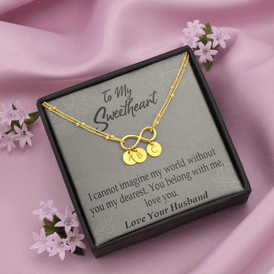 To My Wife You Belong With Me Infinity Bracelet With Initial Charms - Infinity Bracelet