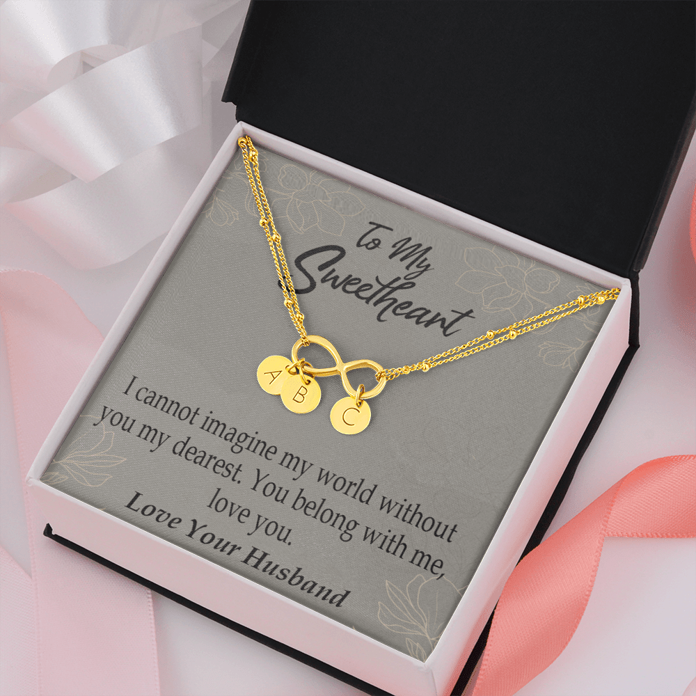 To My Wife You Belong With Me Infinity Bracelet With Initial Charms - Infinity Bracelet