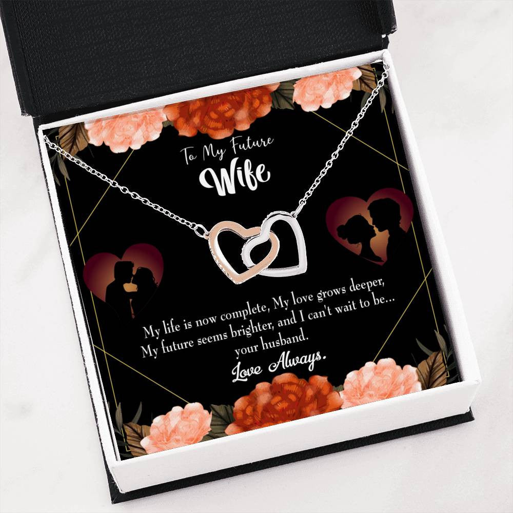 Wife Gift For Wife Birthday To My Future Wife Inseparable Love Pendant 18k Rose Gold Finish 16� - Interlocking Hearts Necklace