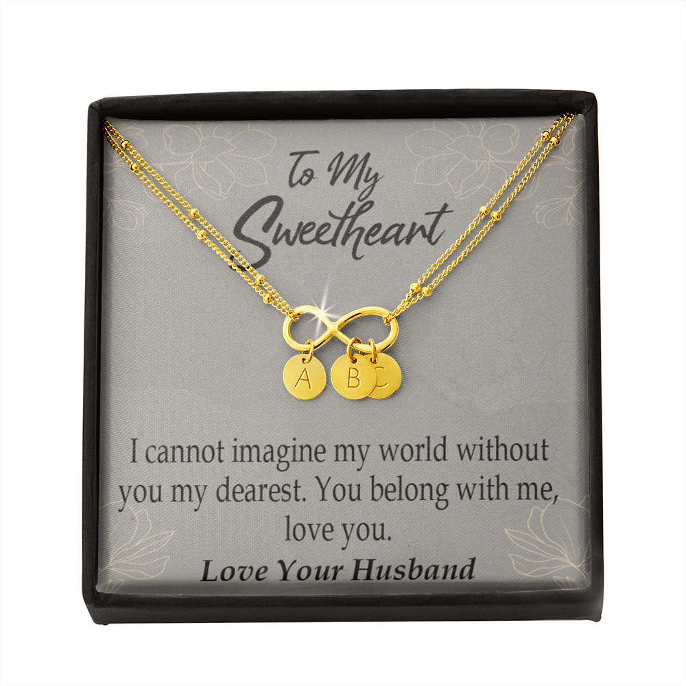 To My Wife You Belong With Me Infinity Bracelet With Initial Charms - Infinity Bracelet