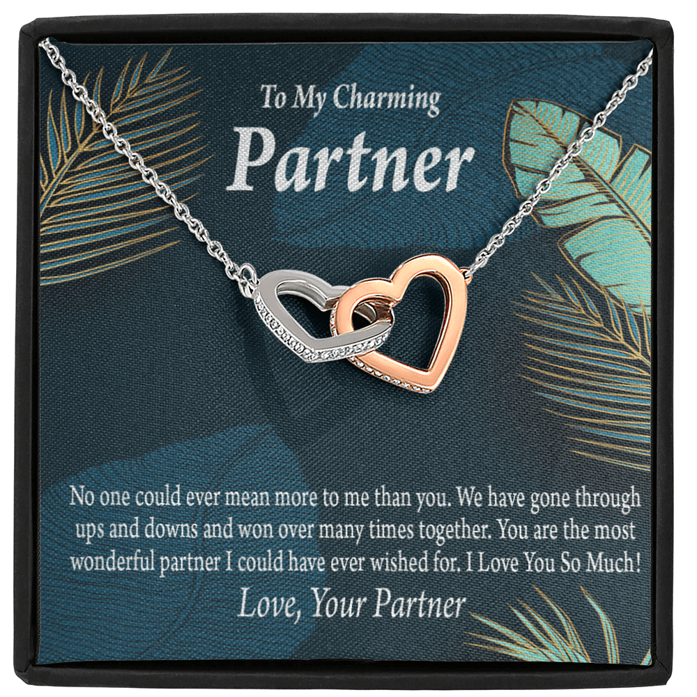To My Partner Most Wonderful Partner Inseparable Pendant 18k Rose Gold Finish 16� Life Partner Keepsake Card - Interlocking Hearts Necklace