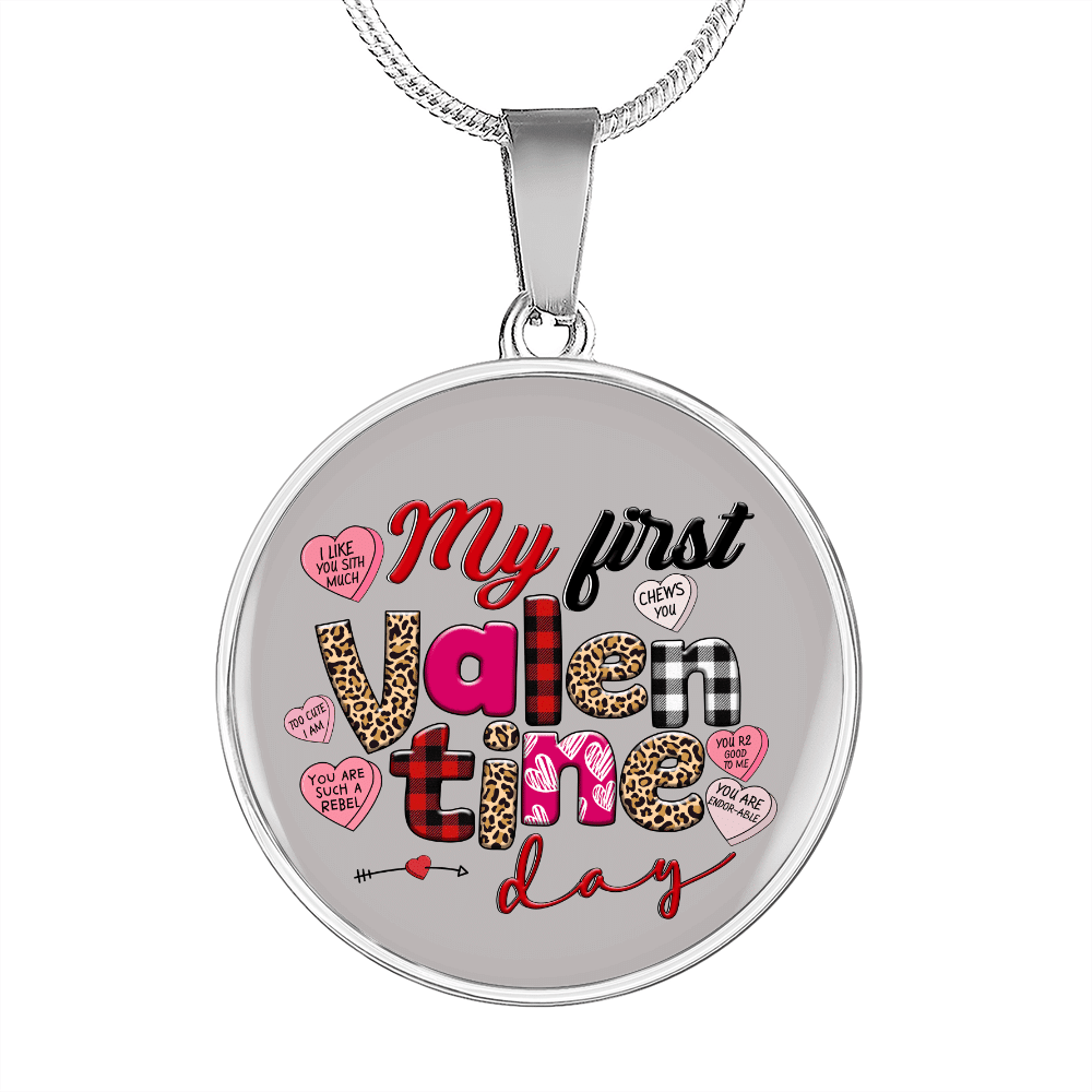 Girlfriend Gift 1st Valentine Circle Necklace Stainless Steel or 18k Gold 18-22 - Luxury Circle Pendant Bangle Bracelet Meanful Gift Idea For Her/Him