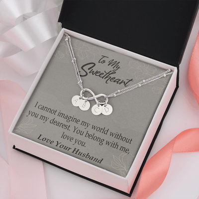 To My Wife You Belong With Me Infinity Bracelet With Initial Charms - Infinity Bracelet