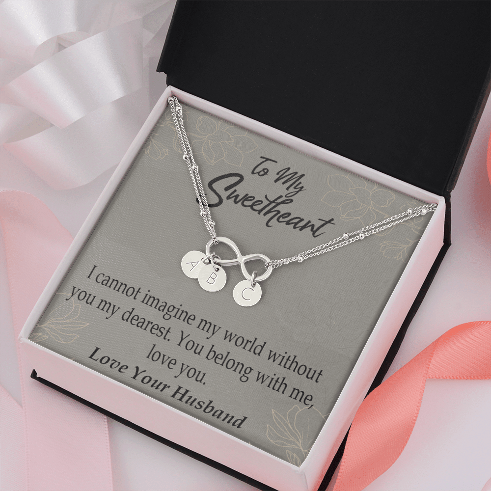 To My Wife You Belong With Me Infinity Bracelet With Initial Charms - Infinity Bracelet