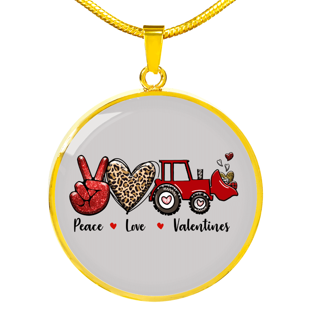 Girlfriend Gift Peace Love Valentines Circle Necklace Stainless Steel or 18k Gold 18-22 - Luxury Circle Pendant Bangle Bracelet Meanful Gift Idea For Her/Him