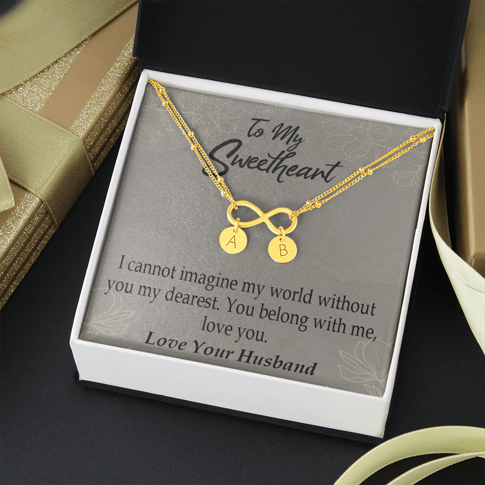 To My Wife You Belong With Me Infinity Bracelet With Initial Charms - Infinity Bracelet