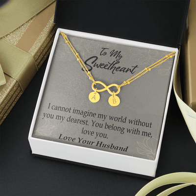 To My Wife You Belong With Me Infinity Bracelet With Initial Charms - Infinity Bracelet