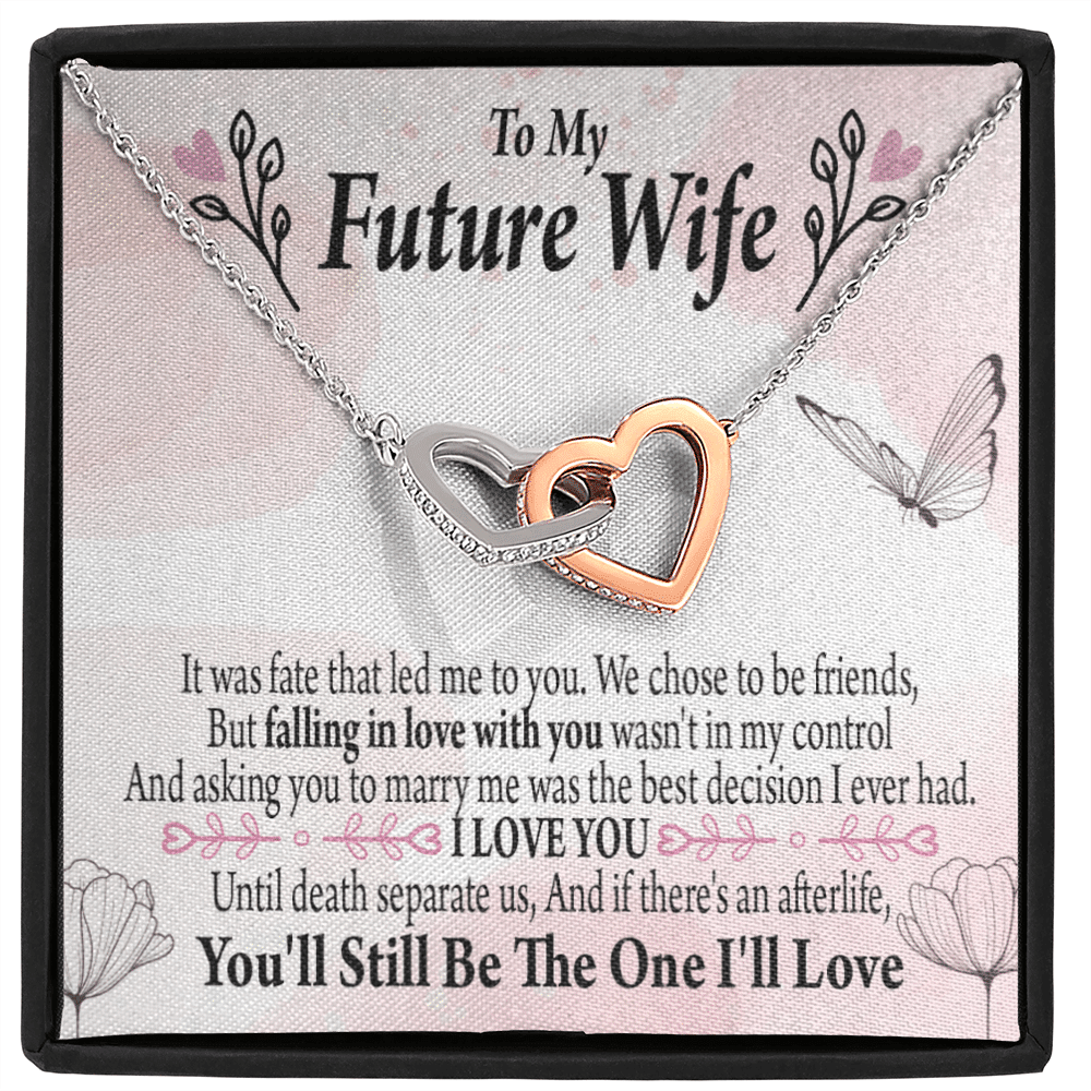 To My Future Wifebest Decision Inseparable Necklace Pendant 18k Rose Gold Finish 16� - Interlocking Hearts Necklace