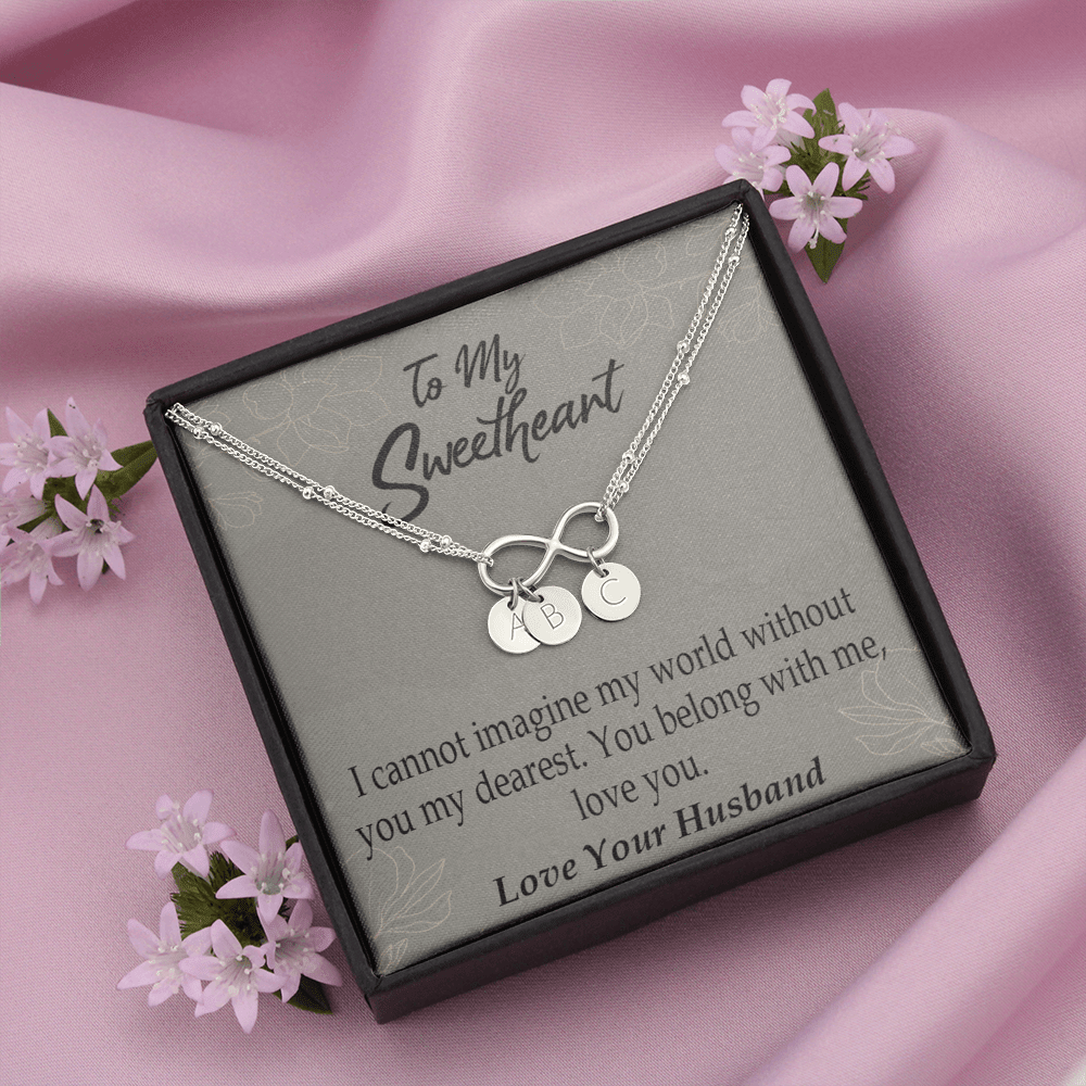 To My Wife You Belong With Me Infinity Bracelet With Initial Charms - Infinity Bracelet