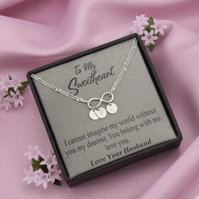 To My Wife You Belong With Me Infinity Bracelet With Initial Charms - Infinity Bracelet