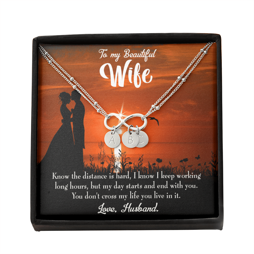 To My Wife Knowing The Distance Infinity Bracelet With Initial Charms - Infinity Bracelet
