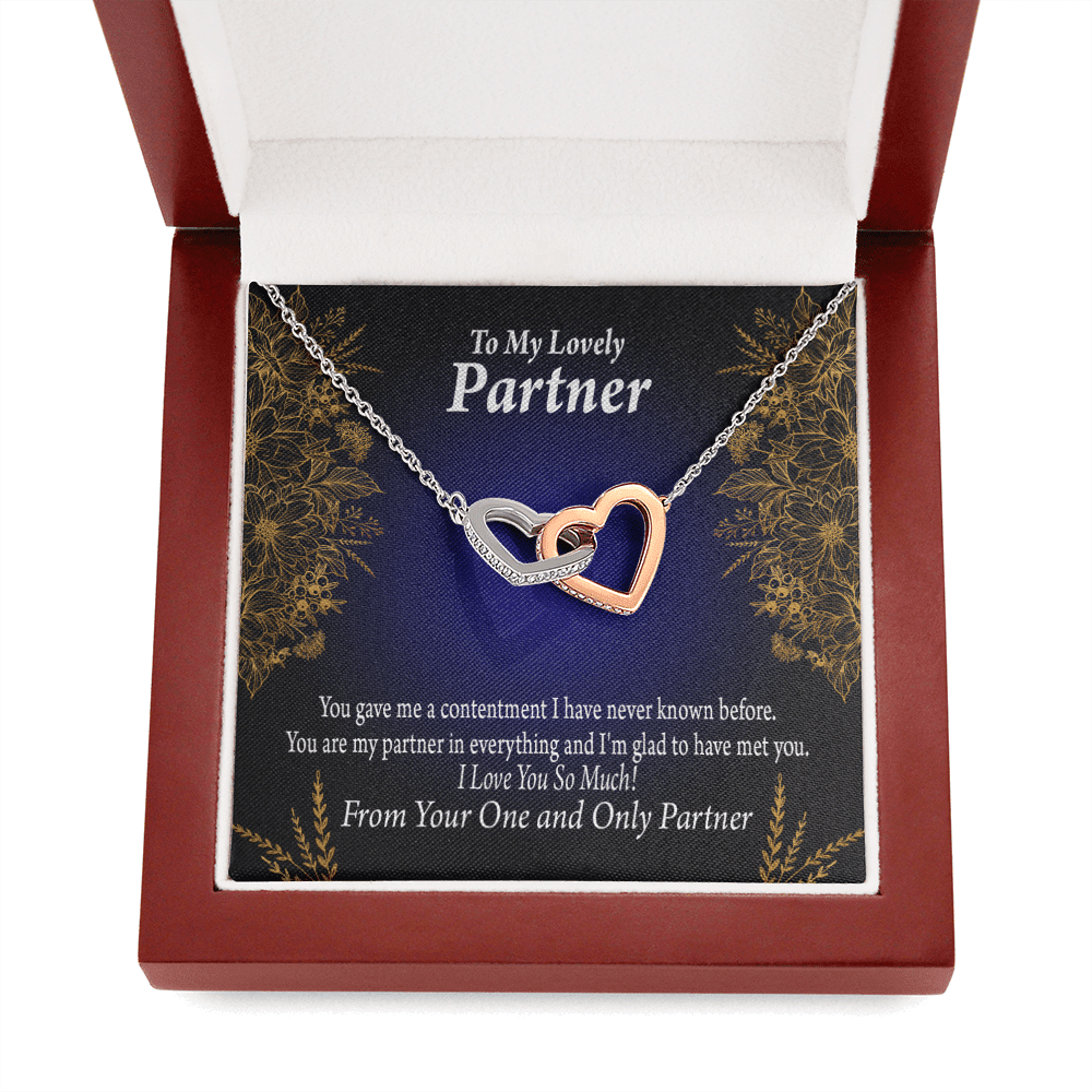 To My Partner In Everything Inseparable Pendant 18k Rose Gold Finish 16� Life Partner Keepsake Card - Interlocking Hearts Necklace