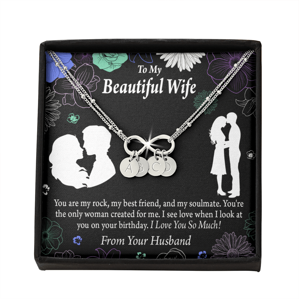 To My Wife My Rock Infinity Bracelet With Initial Charms - Infinity Bracelet