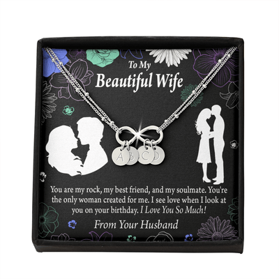 To My Wife My Rock Infinity Bracelet With Initial Charms - Infinity Bracelet