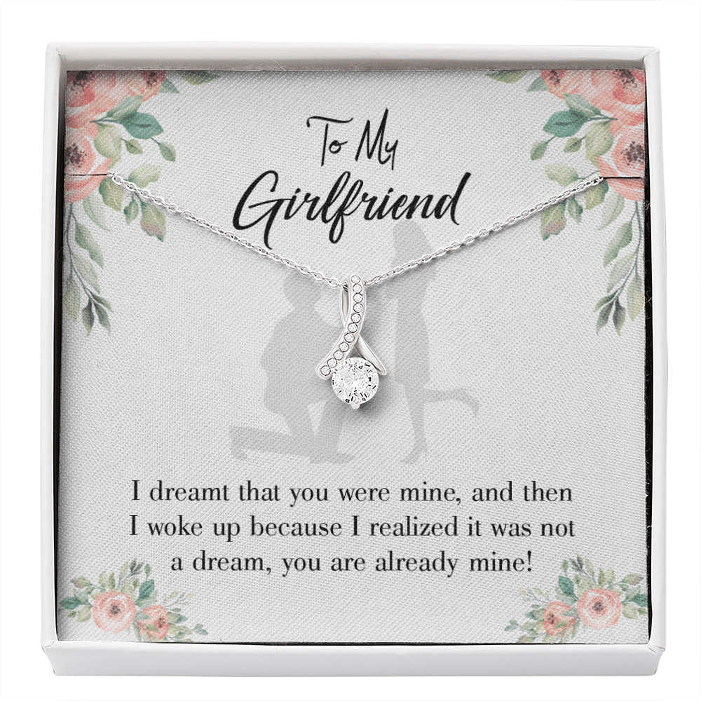 Girlfriend Gift Already Mine Eternity Ribbon Stone Pendant 14K White Gold Stainless Steel Jewelry Gift  - Alluring Beauty Necklace Gift For Her