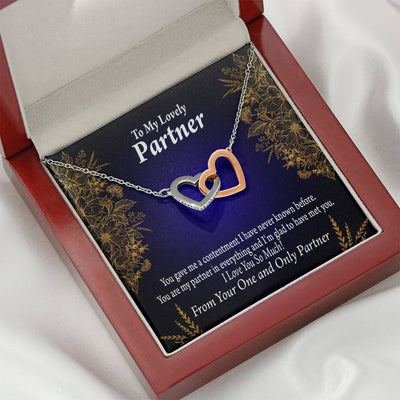 To My Partner In Everything Inseparable Pendant 18k Rose Gold Finish 16� Life Partner Keepsake Card - Interlocking Hearts Necklace